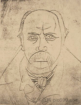 塔拉斯·舍甫琴科的肖像 Portrait of Taras Shevchenko (c.1915; Ukraine  )，米哈伊罗博伊丘克