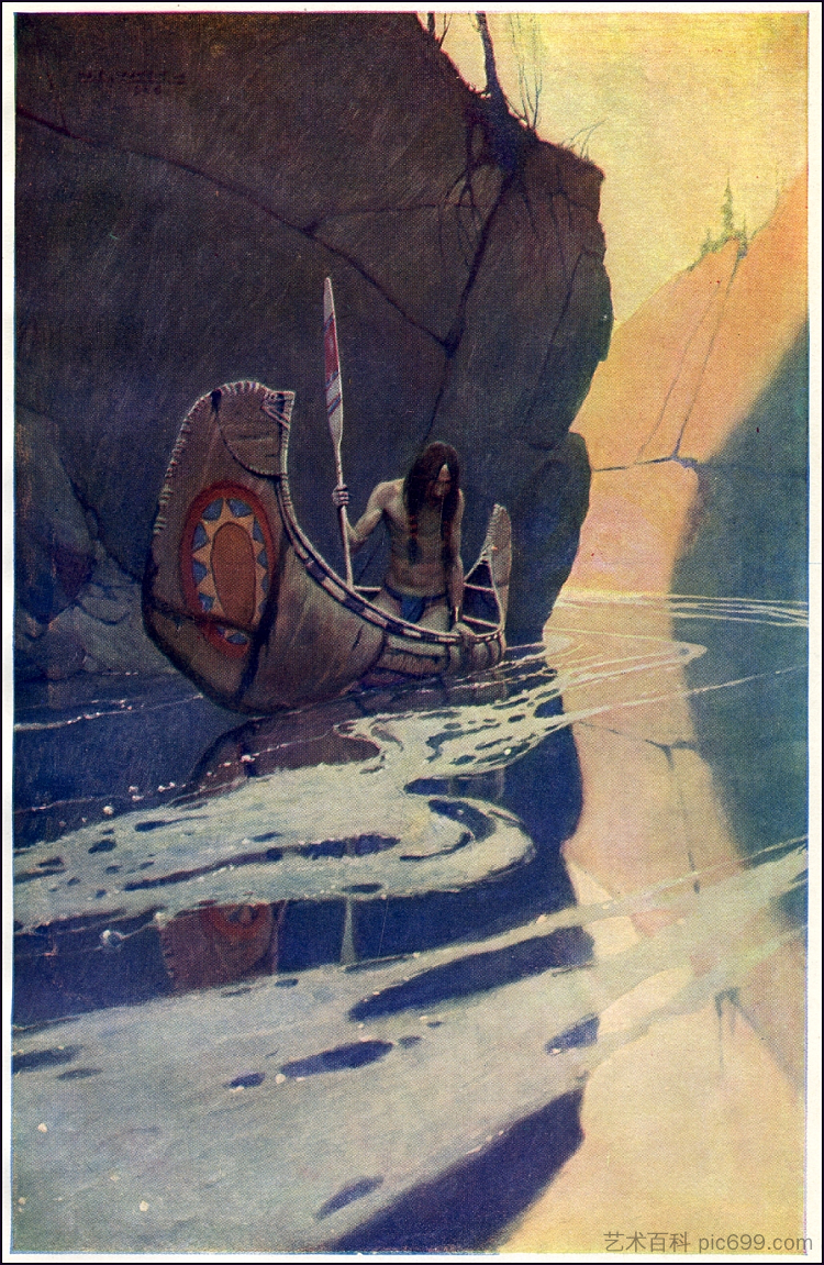 美洲原住民的绘画 Painting of Native American (1907)，纽威·康瓦斯·魏斯