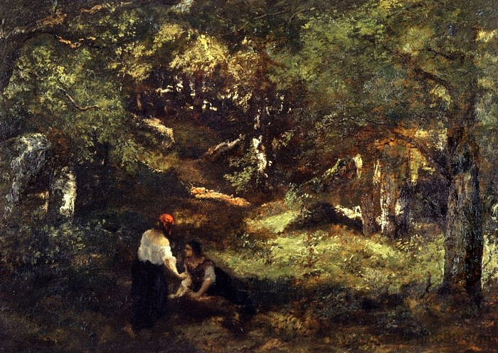 在枫丹白露森林 In the Fontainebleau Forest (1860),纳尔西斯·维尔日勒·迪亚