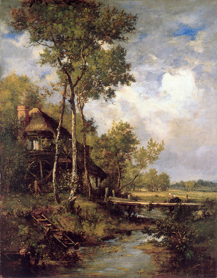 巴比松附近的老风车 The Old Windmill near Barbizon,纳尔西斯·维尔日勒·迪亚