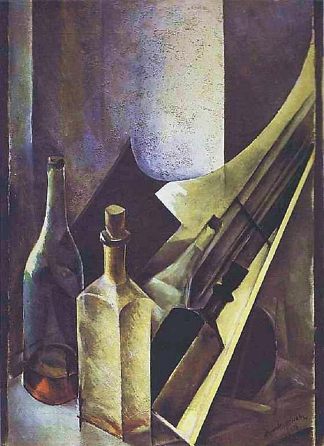 静物。彩色瓶子和飞机。 A Still Life. Coloured Bottles and Planes. (1918)，内森·奥尔特曼