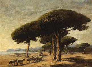 石松，法国戛纳附近，约1870年代 STONE PINES, NEAR CANNES, FRANCE, C.1870s，纳撒尼尔磨练年轻人