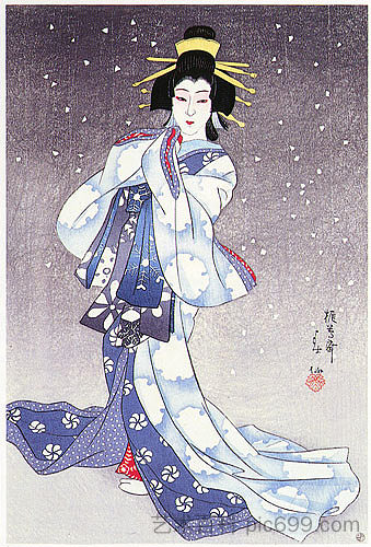 大谷智右卫门 饰 雪之精灵 Otani Tomoemon as the Spirit of Snow (1951)，名取俊泉