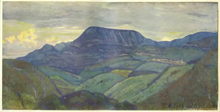 高加索。弧山。 Caucasus. Arc mountain. (1913)，尼古拉斯·罗瑞奇