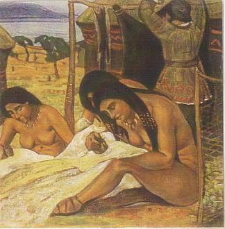 制作衣服（石器时代） Making clothing (Stone Age) (1908)，尼古拉斯·罗瑞奇