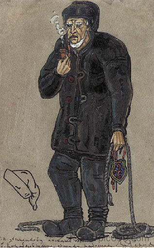 “佩尔·金特”造船厂的服装设计 Costume design of a Shipbuilder for "Peer Gynt" (1912)，尼古拉斯·罗瑞奇