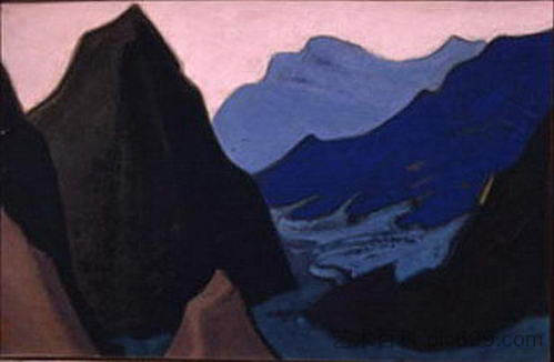 喜马拉雅山脉。阴暗的悬崖。 Himalayas. Gloomy cliff. (1943)，尼古拉斯·罗瑞奇