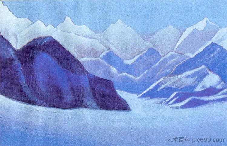 喜马拉雅山脉。白雪皑皑的山峰。 Himalayas. Snowy peaks. (1942)，尼古拉斯·罗瑞奇