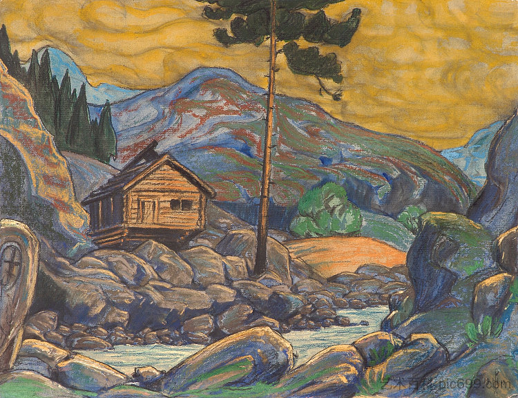 山上的小屋 Hut in the mountains (1911)，尼古拉斯·罗瑞奇