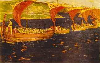 猩红的帆（海外客人） Scarlet Sails (Overseas guests) (c.1903)，尼古拉斯·罗瑞奇