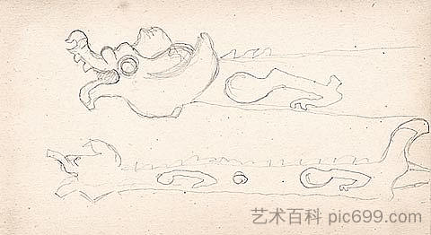 《沙皇萨尔坦的故事》草图 Sketch for "Tale of Tsar Saltan" (1919)，尼古拉斯·罗瑞奇