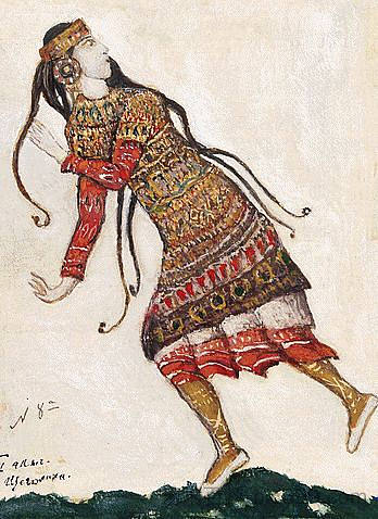 《春之祭》服装草图 Sketch of costumes for "The Rite of Spring" (1912)，尼古拉斯·罗瑞奇