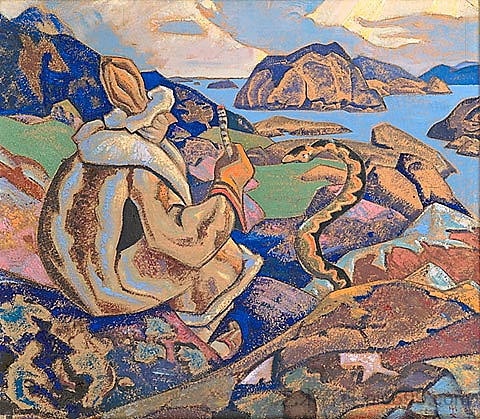 蛇面对(低语者蛇) Snakes facing (Whisperer a serpent) (1917),尼古拉斯·罗瑞奇