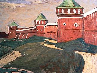 苏兹达尔。救世主-尤提米乌斯修道院的墙壁 Suzdal. Walls of Saviour-Euthimius Monastery (1903)，尼古拉斯·罗瑞奇