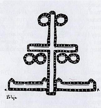 洛希亚外墙上的象征性十字架 Symbolic cross on the outer wall in Lohia (1907)，尼古拉斯·罗瑞奇