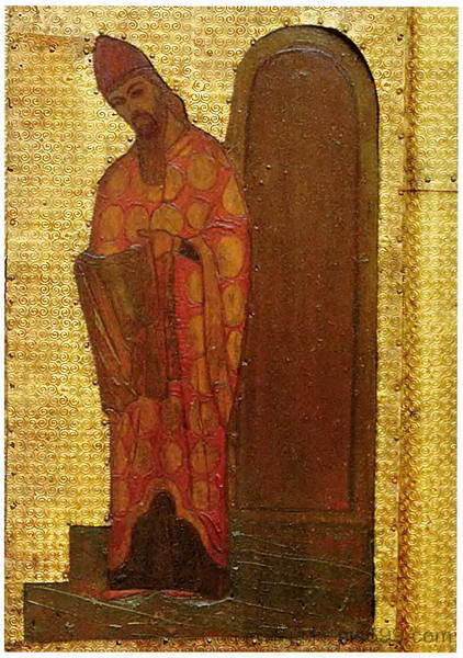 处女假日。圣殿圣母介绍。大祭司撒迦利亚 The Virgin Holidays. Introduction of the Virgin in Temple. The high priest Zechariah (1907),尼古拉斯·罗瑞奇