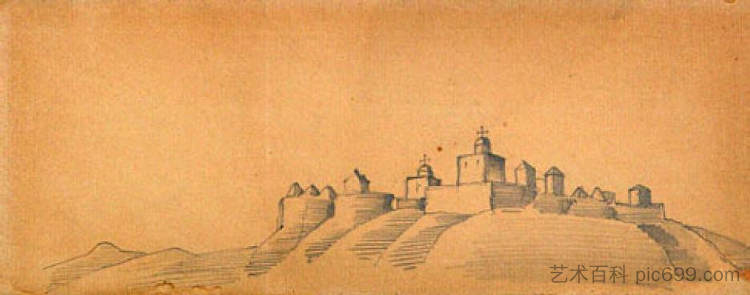 城镇(山上的修道院) Town (Monastery on hills) (c.1911),尼古拉斯·罗瑞奇