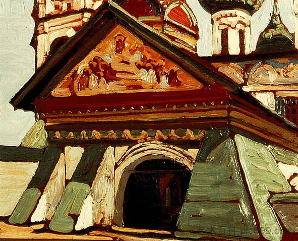 雅罗斯拉夫尔。进入圣尼古拉斯湿教堂。 Yaroslavl. Entrance to the St. Nicholas Wet Church. (1903),尼古拉斯·罗瑞奇