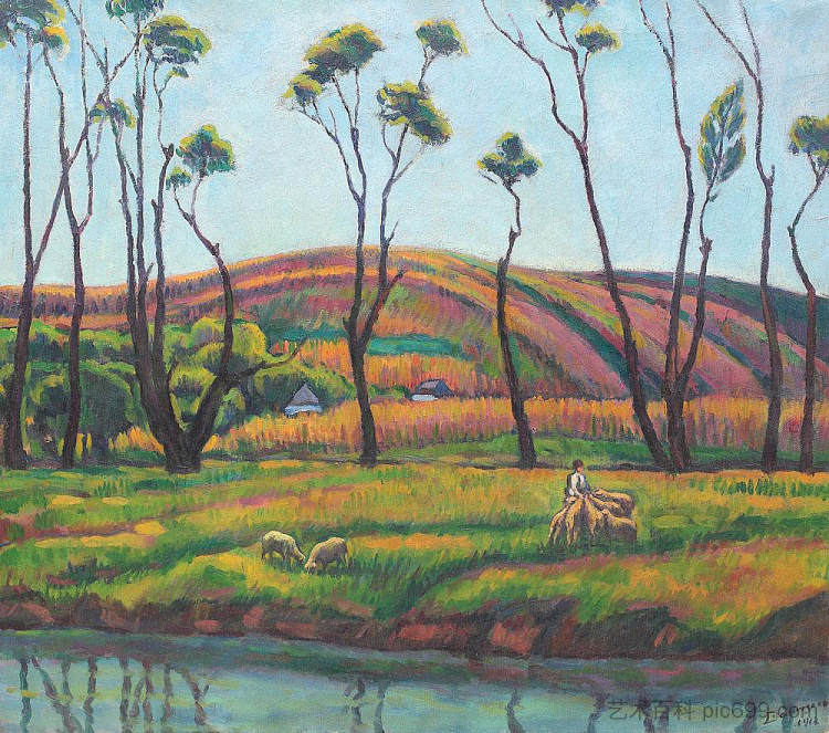 弗莱奇的牧羊人和绵羊 Shepherd and Sheep at Vlaici (1912)，尼古拉·达拉斯库