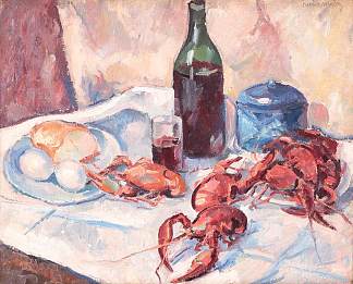 龙虾静物 Still Life with Lobsters (1925)，尼古拉·达拉斯库