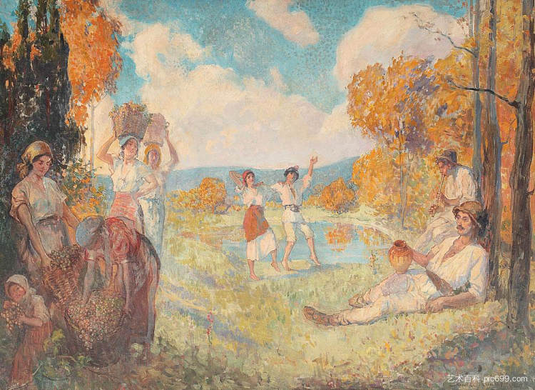 秋天的寓言（艺术与葡萄酒） Autumn Allegory (The Art and The Wine) (1924)，尼古拉·佛蒙特