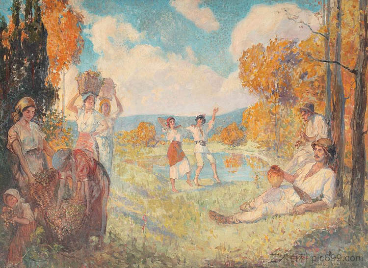 秋天的寓言（艺术与葡萄酒） Autumn Allegory (The Art and The Wine) (1924)，尼古拉·佛蒙特