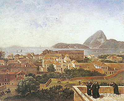 1816年从圣安东尼修道院的露台上进入海湾和里约市 Entrance of the Bay and the city of Rio from the terrace of Saint Anthony's convent in 1816 (1816; Brazil ),尼古拉斯·安托万·陶内