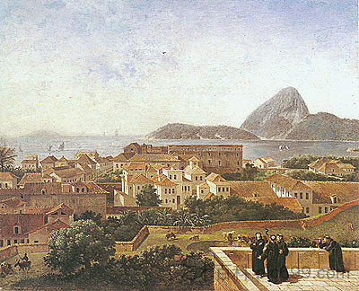 1816年从圣安东尼修道院的露台上进入海湾和里约市 Entrance of the Bay and the city of Rio from the terrace of Saint Anthony's convent in 1816 (1816; Brazil  )，尼古拉斯·安托万·陶内