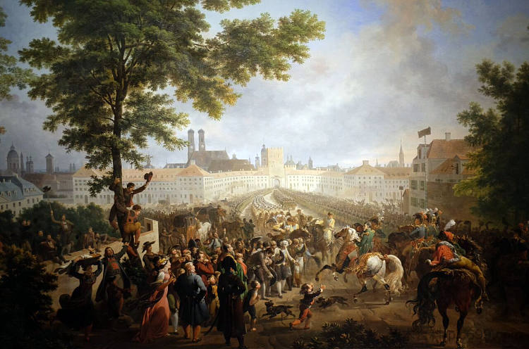 拿破仑于1805年10月24日抵达慕尼黑 Ankunft Napoleons in München Am 24. Oktober 1805 (c.1830),尼古拉斯·安托万·陶内