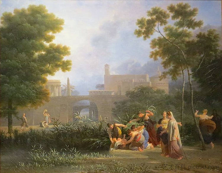 摩西从水中得救 Moses saved from the water (1827; France ),尼古拉斯·安托万·陶内