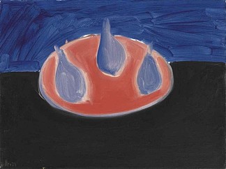 粉红色盘子里的梨 Poires sur une assiette rose (1954)，尼古拉·德·斯塔埃尔