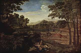 风景与一个被蛇杀死的男人 Landscape with a Man Killed by a Snake (1648)，尼古拉斯·普桑