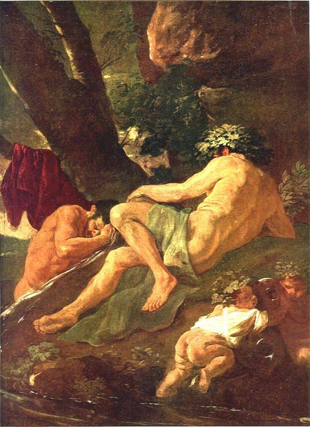 帕克托卢斯河源头的迈达斯洗 Midas washing at the source of the River Pactolus (1624)，尼古拉斯·普桑