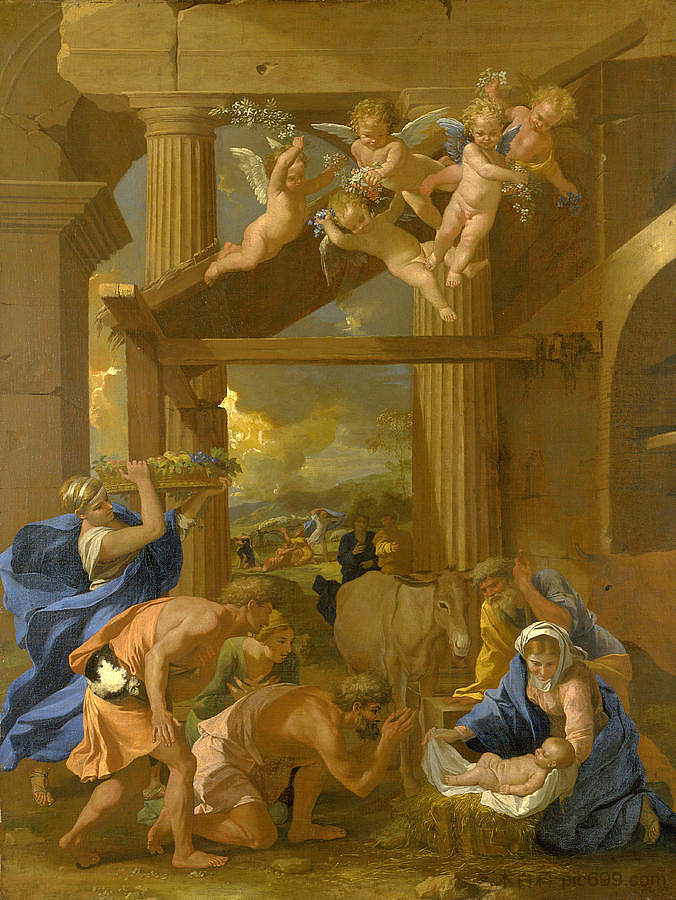 牧羊人的崇拜 Adoration of the Shepherds (1633 - 1634)，尼古拉斯·普桑