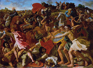 约书亚战胜亚玛力人 Victory of Joshua over the Amalekites (c.1625)，尼古拉斯·普桑