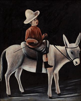 一个骑驴的男孩 A boy on a donkey，皮罗斯马尼