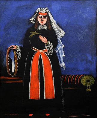 格鲁吉亚女人与铃鼓 Georgian Woman with Tambourine (1906)，皮罗斯马尼