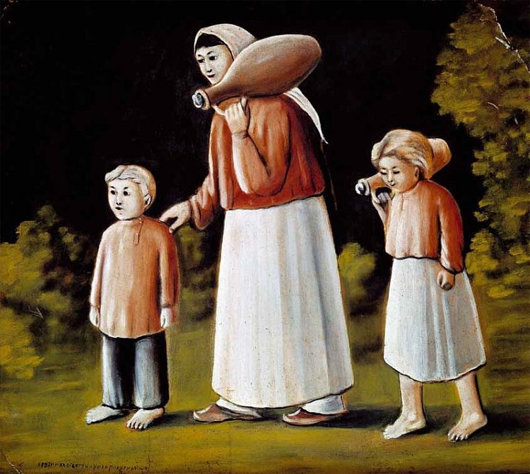 有孩子的格鲁吉亚妇女 Georgian woman with children，皮罗斯马尼