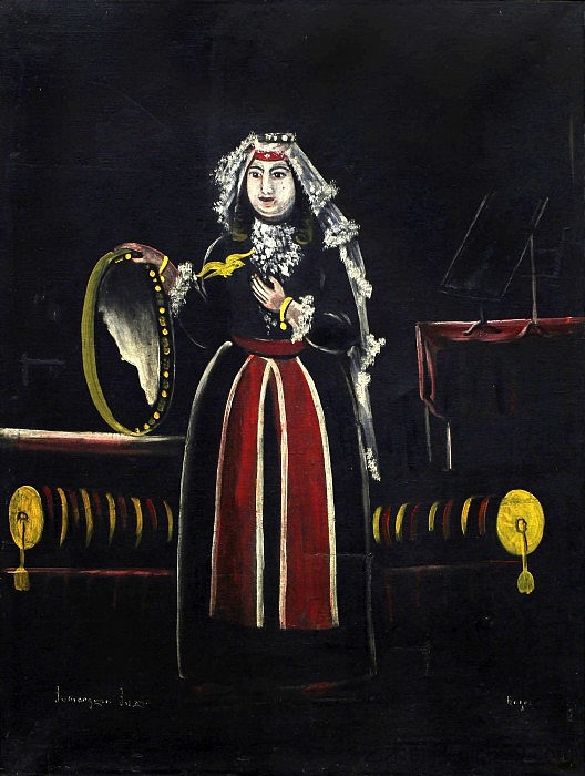 格鲁吉亚女人与手鼓 Georgian woman with tambourine (1906; Georgia  )，皮罗斯马尼