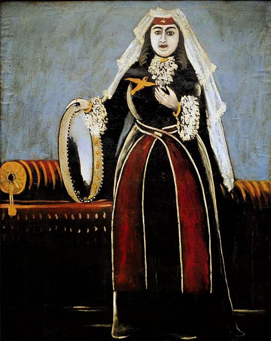 格鲁吉亚女人与手鼓 Georgian woman with tambourine，皮罗斯马尼