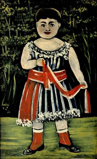 红色蝴蝶结的小女孩 Little girl with a red bow，皮罗斯马尼