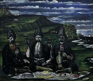 山谷中三位贵族的盛宴 The feast of three Nobles in the valley (1909; Georgia                     )，皮罗斯马尼