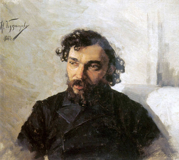 艺术家伊万·波希托诺夫的肖像 Portrait of Artist Ivan Pokhitonov (1882)，尼古莱·库兹涅佐夫