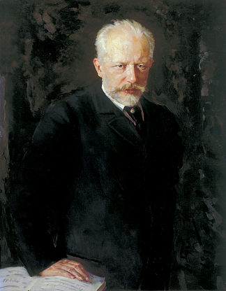 作曲家彼得·伊里奇·柴可夫斯基的肖像 Portrait of the composer Pyotr Ilyich Tchaikovsky (1893; Russian Federation                     )，尼古莱·库兹涅佐夫