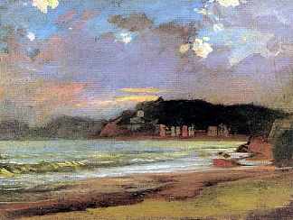 里窝那的海湾。日落 Bay in Livorno. sunset (1862)，尼古拉格