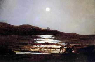 圣特伦索在莱里奇的夜晚景色 The view from Santo Terenzo at Lerici by night (1862)，尼古拉格