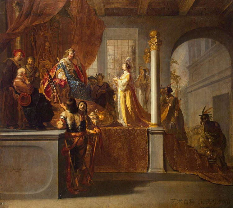所罗门之前的示巴女王 Queen of Sheba Before Solomon (1640)，尼古拉斯·克尼普菲