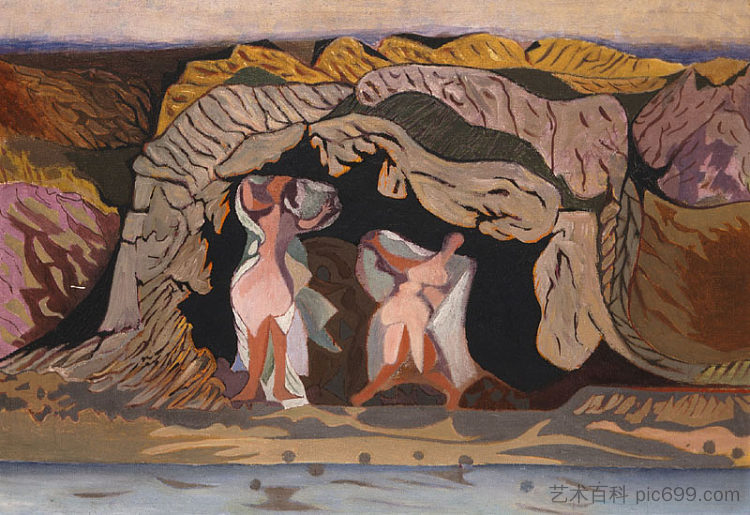 在山洞里洗澡 Bathing in the cave (1930),尼科什·哈德吉凯里科什·格希卡斯