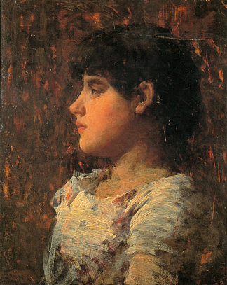 一个年轻女孩的肖像 Portrait of a young girl (c.1885)，诺亚·博尔迪尼翁