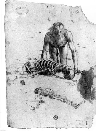 研究一个男性形象的肉体复活 Study of a male figure for the Resurrection of the Flesh (c.1874)，诺亚·博尔迪尼翁